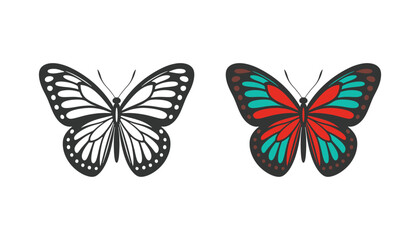 Butterfly silhouette vector illustration art design. Silhouette Butterflies Isolated. insects butterfly outline, tattoo, coloring, vector logo icon set on a white background.
