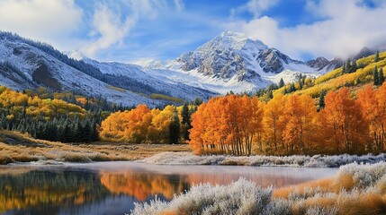 Stunning Fall Landscape Enhanced by Sparkling Frost and a Spectrum of Rich Colors