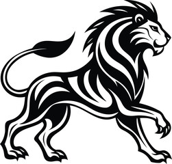 Beautiful Fierce Lion vector illustration, Premium quality fierce Lion silhouette vector art, fierce Lion line art vector
