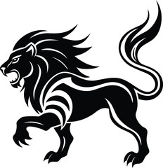 Beautiful Fierce Lion vector illustration, Premium quality fierce Lion silhouette vector art, fierce Lion line art vector