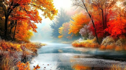 Stunning Fall Landscape Enhanced by Sparkling Frost and a Spectrum of Rich Colors