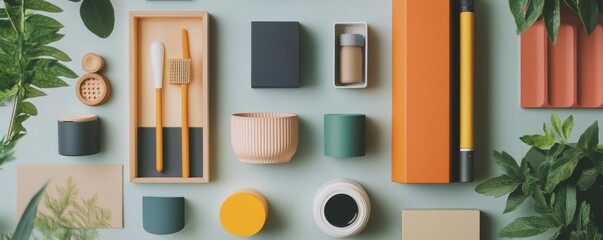 Stylish home decor arrangement cozy living room interior design minimalist aesthetic top-down view modern lifestyle inspiration