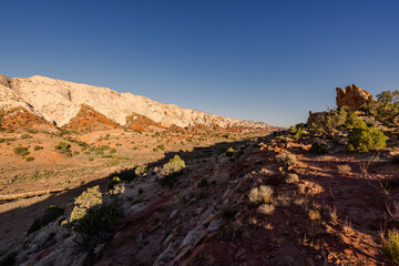 Geological Layers of Utah Showing Signs of Erosion at Sunset, Valley, Rock Walls, Desert, Stone