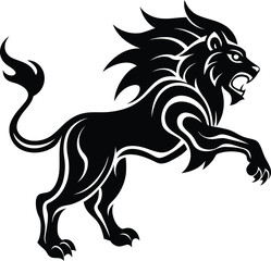 Beautiful Fierce Lion vector illustration, Premium quality fierce Lion silhouette vector art, fierce Lion line art vector