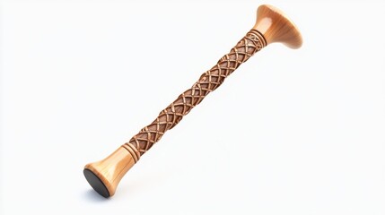Intricate Carved Wooden Cane with Brown Texture