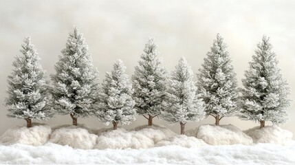Obraz premium Snowy miniature trees winter scene, holiday card