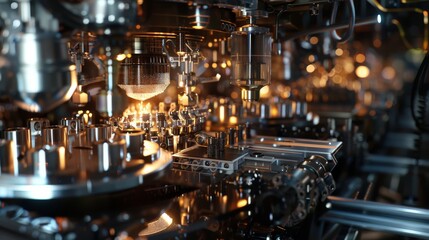 Precision Manufacturing: State-of-the-Art Automated Assembly Line Producing Goods Efficiently