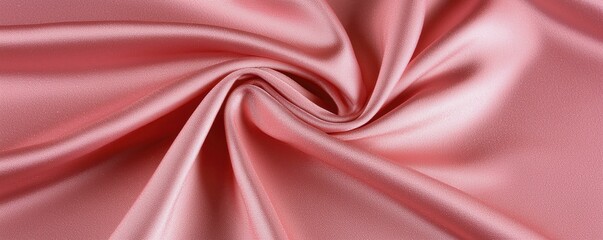 Obraz premium A close-up of soft pink satin fabric, elegantly draped in a swirl, showcasing its smooth texture and sheen.