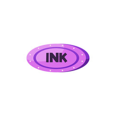 INK signboard flat vector icon, billboard for tattoo salon, ink art studio light banner, purple lamp sign, bright emblem