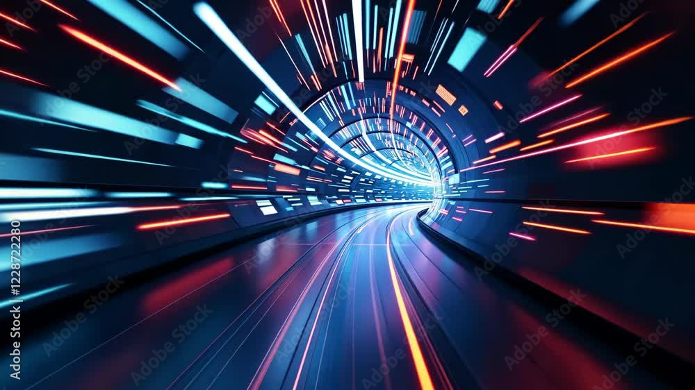 Aufkleber futuristic tunnel journey with dynamic light trails in highspeed motion