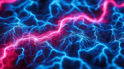 Naklejka premium Abstract Pink and Blue Energy Network Flowing