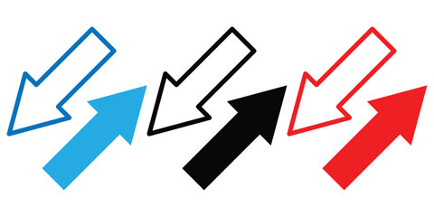 Up and down arrow icon. Cryptocurrency, stock and forex investment trading analysis symbol. Arrows data transfer icon, exchange arrow icon. Vector illustrator. 