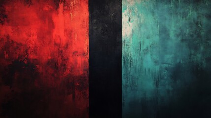 Dramatic red teal abstract painting textured background. AI Generated