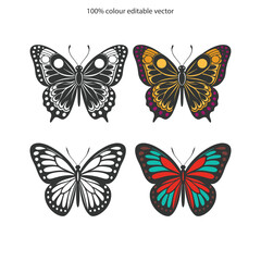 Butterfly silhouette vector illustration art design. Silhouette Butterflies Isolated. insects butterfly outline, tattoo, coloring, vector logo icon set on a white background.
