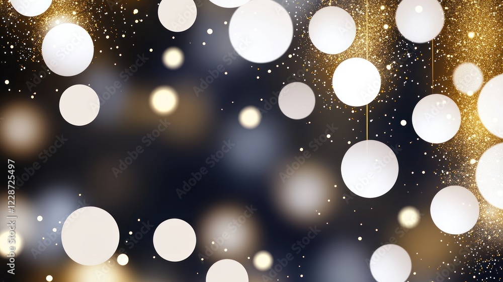 Poster golden lights bokeh background