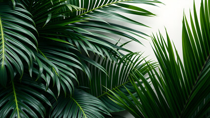 Monstera and palm leaves jungle texture