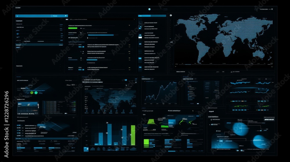 Poster global business analytics dashboard displaying key metrics