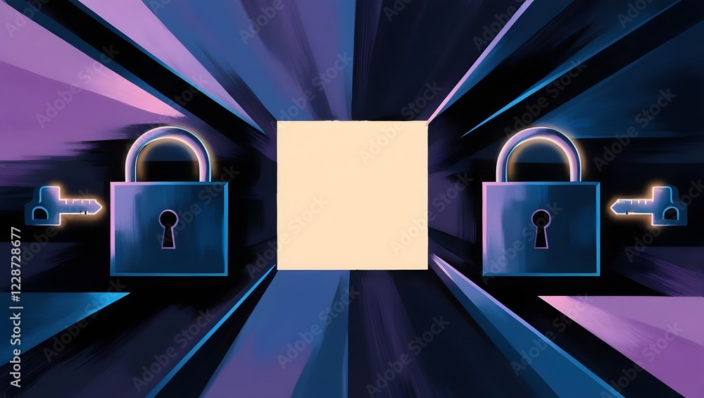 Poster secure access key lock digital data protection cyber security concept
