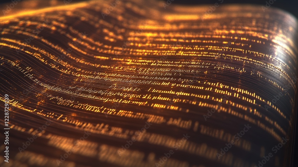 Poster glowing digital script data stream abstract