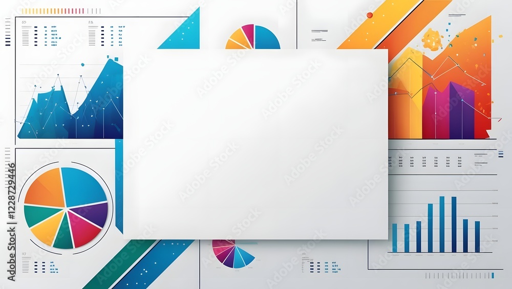 Poster data analysis presentation board with graph chart and blank white panel