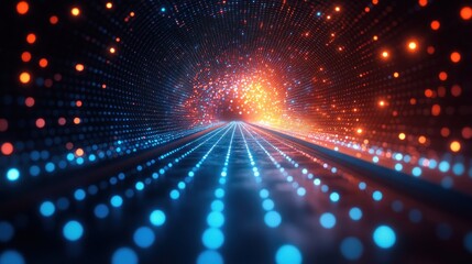 Obraz premium Glowing digital tunnel, path, future, abstract, technology, background, website