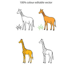 Giraffe silhouette vector illustration art design. Giraffe vector design isolated on white background. Wild animals, wild creatures, wildlife concept. Cartoon animal in flat style.