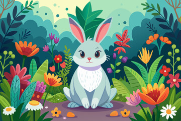 Easter bunny with flowers