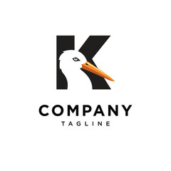 Letter K Stork Logo Icon Vector