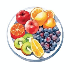 watercolors beautifully arranged fruit platter illustration