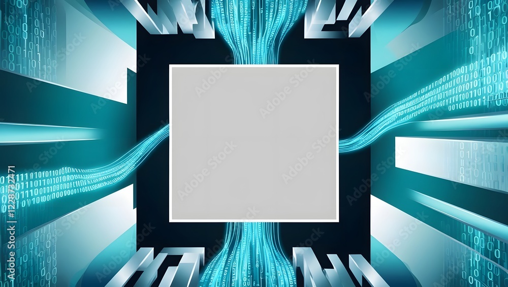 Aufkleber Data Stream Binary Code Technology Cyber Frame Digital 70 char