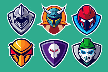 collection of colorful sports helmet and shield