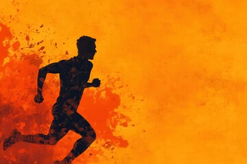 Weight loss shows steady progress. Silhouette of a runner against an orange watercolor background.