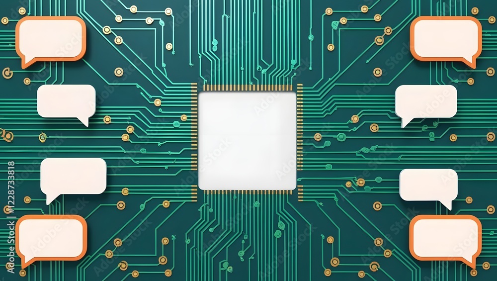 Poster circuit board with blank message bubbles for digital communication