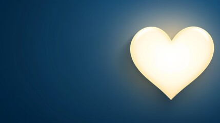 Glowing Heart on Dark Blue Background, Romantic Design