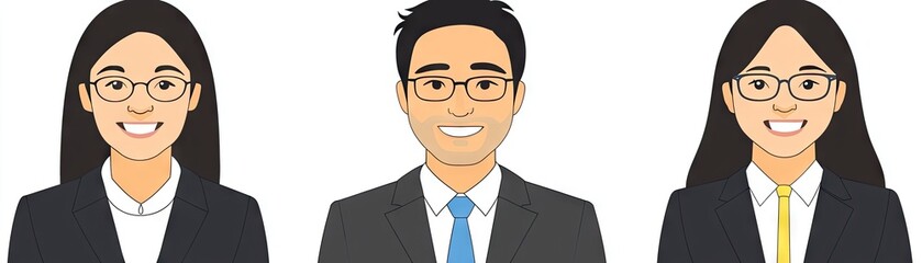 Asian business team portrait; diverse professionals; corporate headshot; white background; website use