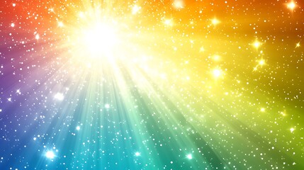 Fototapeta premium Rainbow Light Burst with Sparkling Glitter