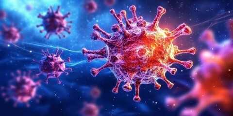 Title Abstract 3D Render of Cancer Cell 
