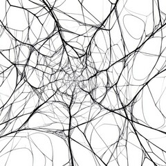 Obraz premium Vector art of chaotic lines forming a web-like structure., Generative AI