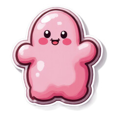 Fototapeta premium Cute Pink Cartoon Character with Smile and Cheerful Expression