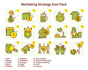 Marketing Strategy Icon Pack Color Style