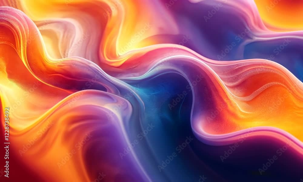 Wall mural vibrant abstract waves of colorful fluid patterns creating a dreamlike atmosphere