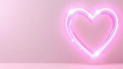 Glowing Pink Heart Neon Light Design Element