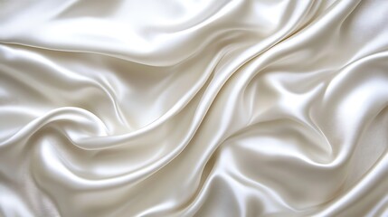 Fototapeta premium Elegant Draped Creamy White Silk Fabric Texture