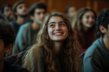 Smiling Woman in a Crowd