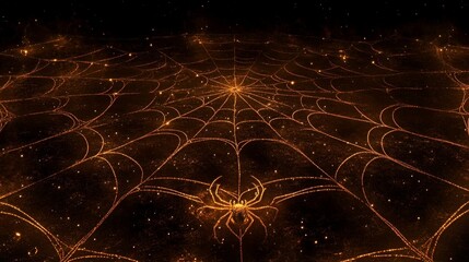 Naklejka premium Glowing Spiderweb Design with Sparkling Spider