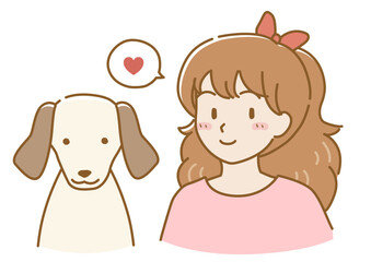 耳の垂れた犬と飼い主の幸せな2ショット上半身