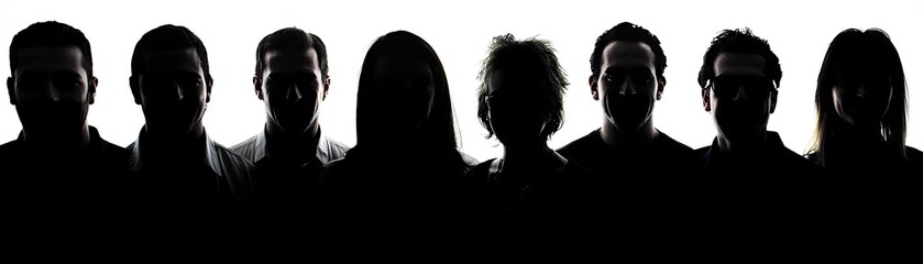 Anonymous team silhouette, studio shot, unity