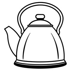 Stylized Tea Kettle Line Art for Vector Projects