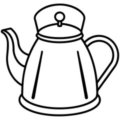 Stylized Tea Kettle Line Art for Vector Projects