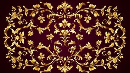 Golden Baroque Floral Ornament Design